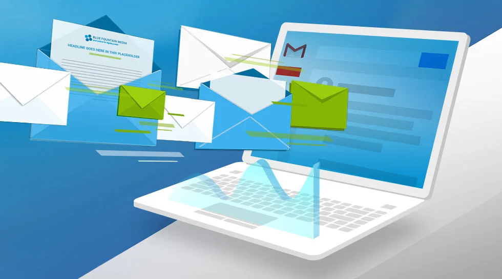 Emails are going into a laptop